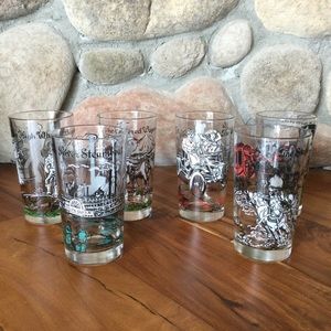 Vintage Hazel Atlas Mid Century Transportation Glasses Set of 6